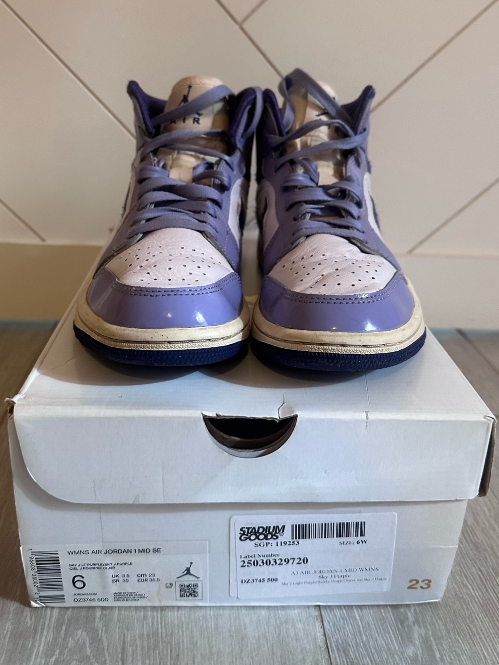Nike Women's Air Jordan 1 Mid SE Sky J Purple Sneakers , size 6